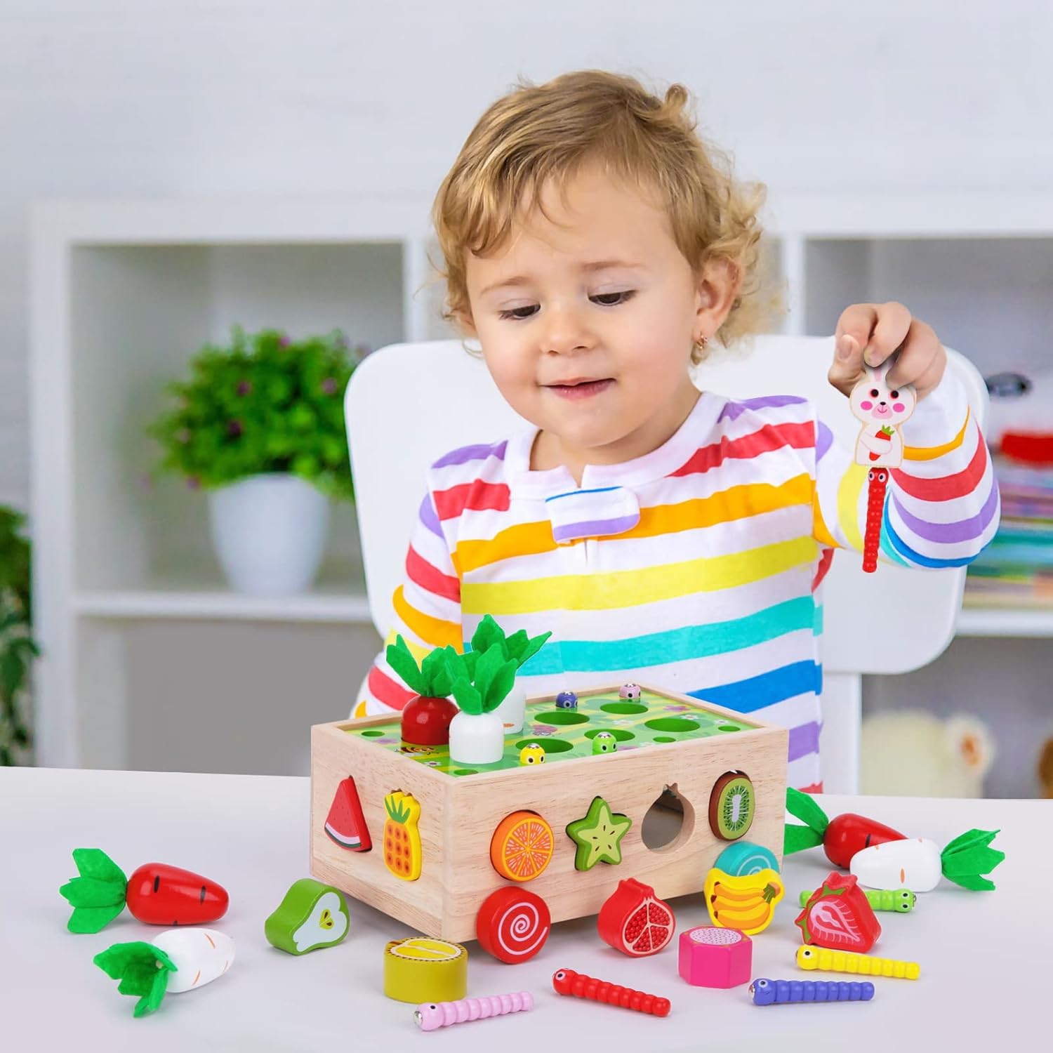 Peuters Montessori Hamer Spel Houten Onderwijsspeelgoed voor Baby Jongens Meisjes Leeftijd 1 2 3 Jaar Oud,