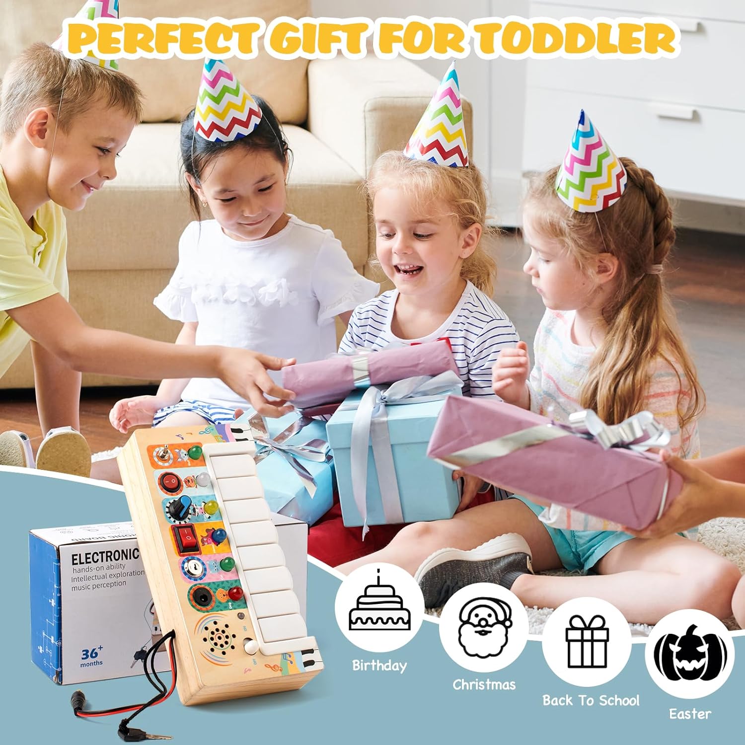 Piano Busy Board & Prik bord l Baby Montessori 6 Maanden en ouder